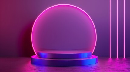 Showcase your products with flair using this futuristic neon podium scene