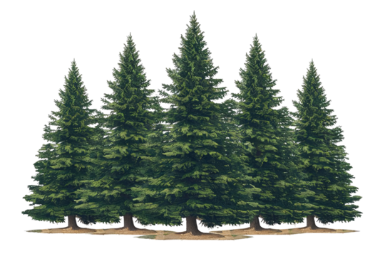 Set of Pinus sylvestris Scotch pine spruce big tall tree isolated png on a transparent background ,AI GENERATED