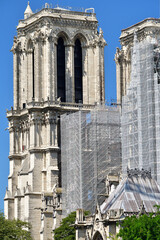 Paris, France. Notre Dame Cathedral under reconstruction. July 18, 2021.