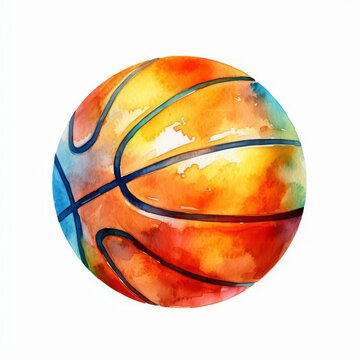 recommend clip art: Colorful watercolor basketball.