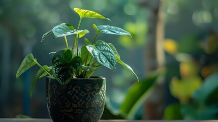 Green Money Plant in a beautiful pot having an elegant view