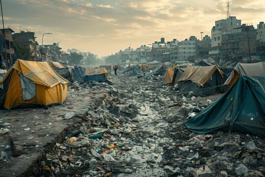 In the aftermath of the earthquake, the streets are littered with debris and the buildings are in ruins. The people are left homeless.