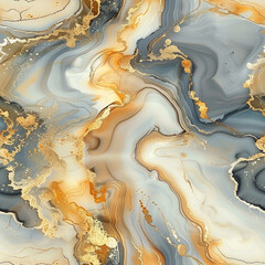 Colorful Golden and Gray Alcohol Ink Marble Pattern, Seamless Pattern