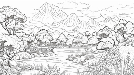 Beautiful scenery vector featuring decoration and doodle
