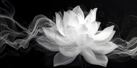 Monochrome beauty: detailed image of a lotus, showcasing its unique texture and shape,perfect for advertising spa services and meditation practices
