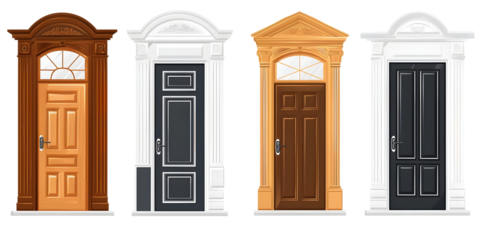set of doors isolated on transparent background