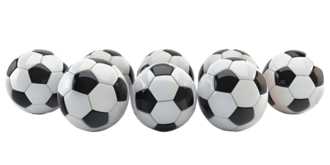 set of soccer ball isolated on transparent background