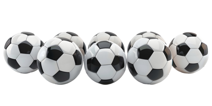 set of soccer ball isolated on transparent background - Powered by Adobe