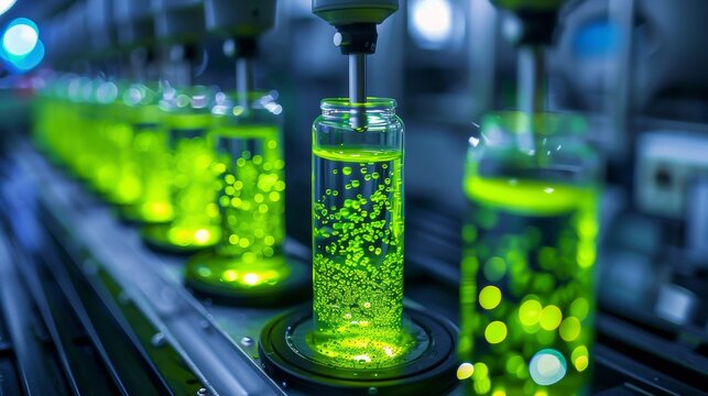 Photobioreactor in laboratory, algae fuel biofuel industry, plant treatment research in industrial laboratories for virus protection vaccine