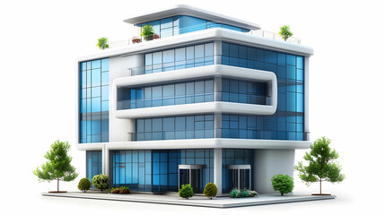 3D Cartoon Style Office Building Sign Icon Concept with Vibrant Colors