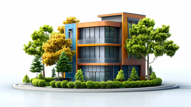 Cartoon 3D Office Building Sign Icon in a Vibrant Style - 3D Concept Illustration - Powered by Adobe