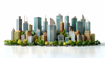 Cartoon Style 3D Icon of a Business District Monument Sign for Conceptual Design