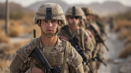 Fototapeta premium Pictures of personnel from Marine Headquarters
