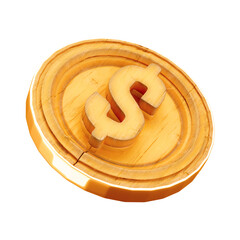 3D Wooden Coin with Rustic Gold Finish for Agro Agriculture in São João June Festival with Transparent Background