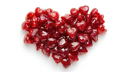 Heart made of sweet strawberry jam on white background