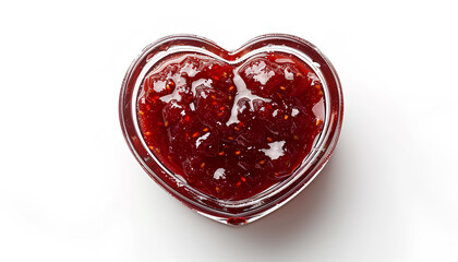 Heart made of sweet strawberry jam on white background