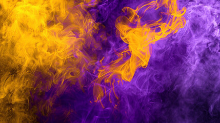Fototapeta premium Smoke in a striking pattern of bright yellow and deep purple, offering a bold contrast that captures the essence of abstract expressionism.