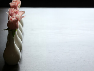 rose flowers in vases for interior decoration