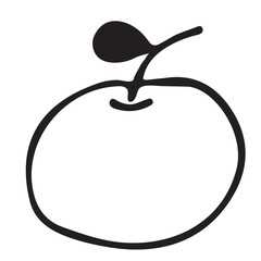 round fruit with a leaf. Juicy fruits isolated on white background. Apple, plum, cherry, apricot. Healthy food. Vector illustration