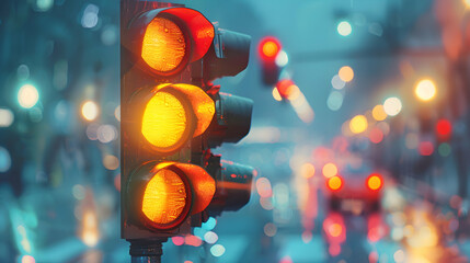 Highly Detailed Realistic Animated Traffic Signal System Concept in a Photo Stock Image