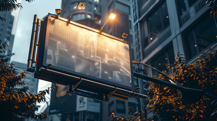 Ultra Realistic Business District Monument Sign in Modern Cityscape - Conceptual Photo