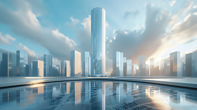 Ultra realistic company headquarters logo monument concept - Powered by Adobe