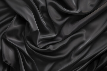 Obraz premium Elegant Black Silk: Smooth, Flowing Fabric Texture