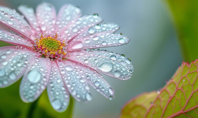 Dew-kissed petal, a microcosm reflecting the vast