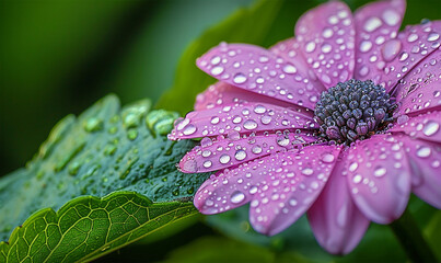 Nature's delicate balance, mirrored in dewdrops on petal