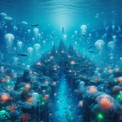 Fototapeta na wymiar Underwater Coral City