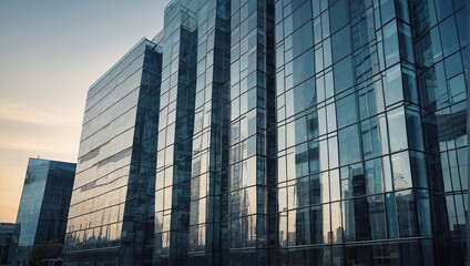 Obraz premium Blurred glass wall of modern business office building