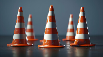 Ultra Realistic Traffic Cone Symbol Set - A Conceptual Photo Stock Illustration