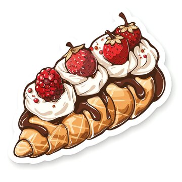 croissant dessert with strawberries and cream clip art preview