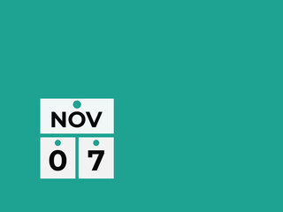 November  7 calendar reminder. 7 November  daily calendar icon template. Calendar 7 November  icon Design template. Vector illustration
