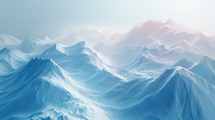 A mountain range covered in snow with a blue sky in the background