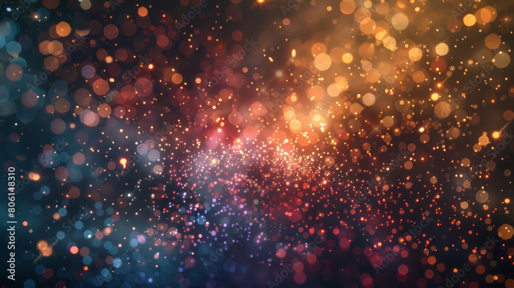 Poster a colorful, blurry image of a starry sky with a lot of light and dark spots. the image has a dreamy,