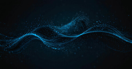 Futuristic technology wave with glowing particles. Big data visualization.