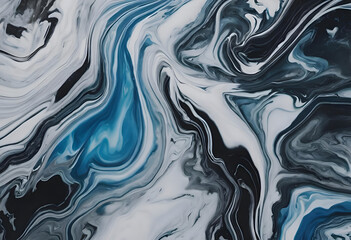 Obraz premium Cool Blue and Black Fluid Abstract: Elegant Swirling Design