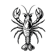 Lobster sketch engraving style on white background, vector illustration
