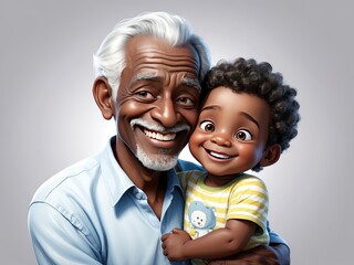 Elderly man, grandfather hugging his grandson. Grandparents' Day.