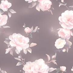 Purple sakura, floral print, Continuous in four directions	