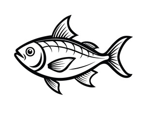 Fish  icon doodle sketch style on white background, vector illustration