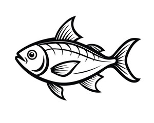Fototapeta premium Fish icon doodle sketch style on white background, vector illustration
