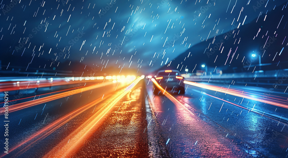 Poster travelling at the speed of light and beyond, highways of light. generative ai.