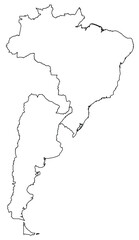 Obraz premium Outline of the map of Argentina, Brazil