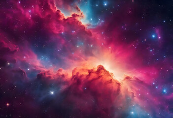 Vibrant Cosmic Nebula: Brilliant Colors of Deep Space