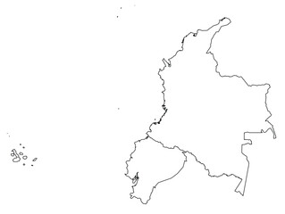 Outline of the map of Ecuador,Colombia