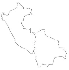 Obraz premium Outline of the map of Peru, Bolivia