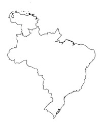 Fototapeta premium Outline of the map of Brazil, Venezuela