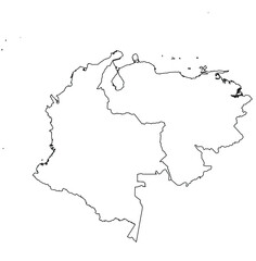 Outline of the map of Venezuela,Colombia